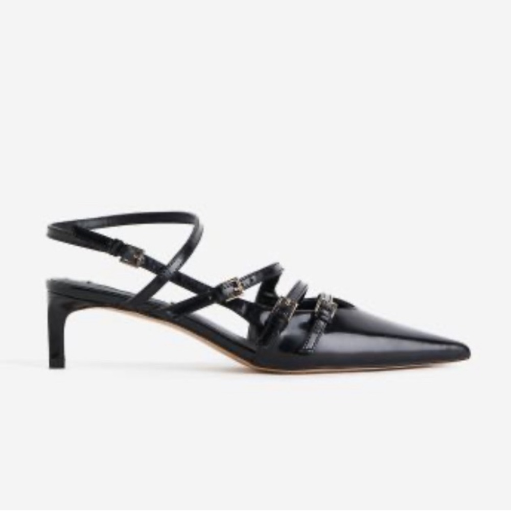 H&M black patent strappy slingbacks